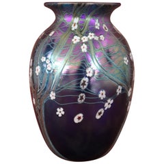 Vase Art nouveau Allemagne du XXe siècle en verre avec décoration en émail d'Orivit