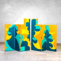20e siècle Paravent décoratif en bois de Giacomo Balla pour Gavina décoré à la main
