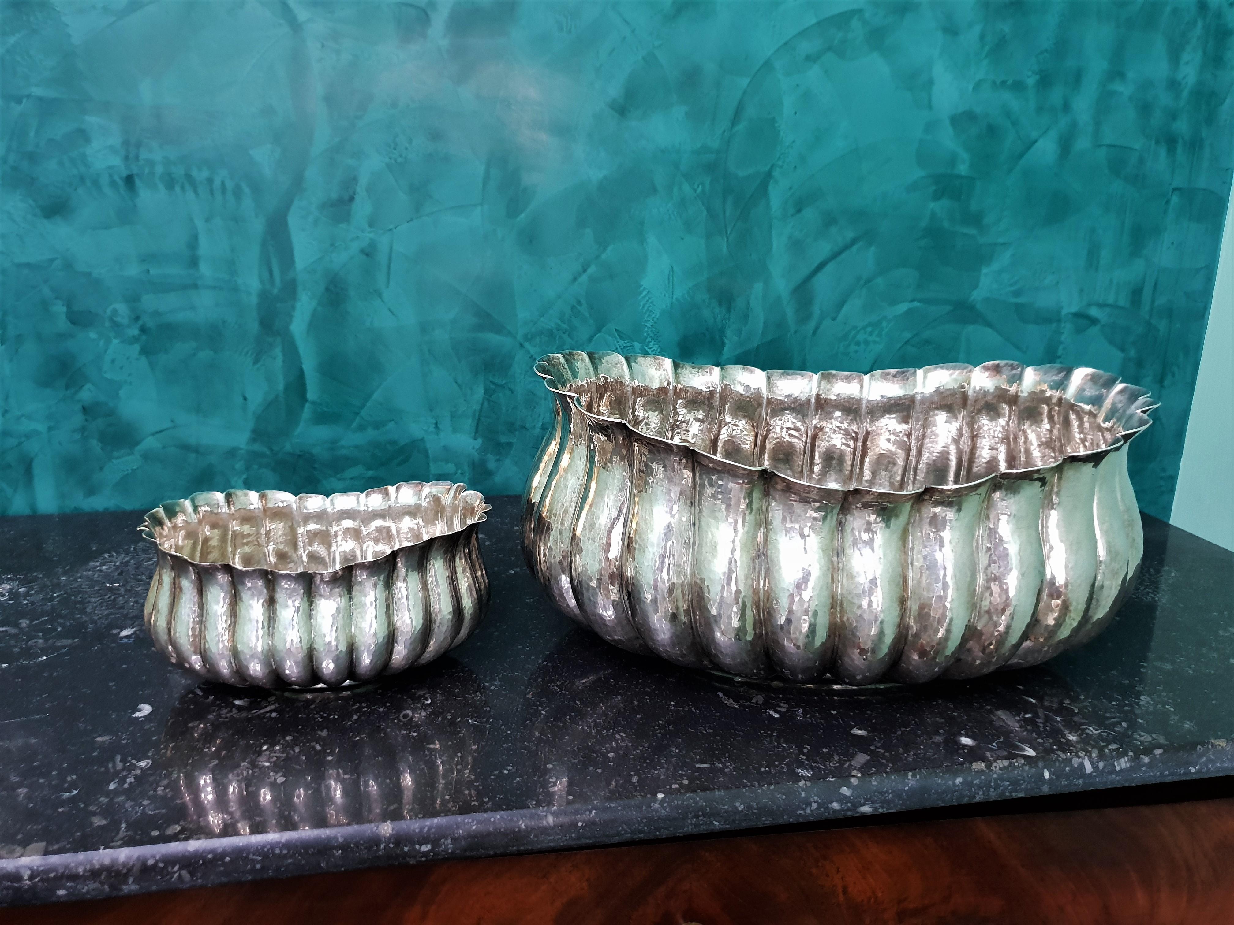 20th Century Gianmaria Buccellati Embossed Sterling Silver Bowl Italy, 1960s In Good Condition In Florence, IT
