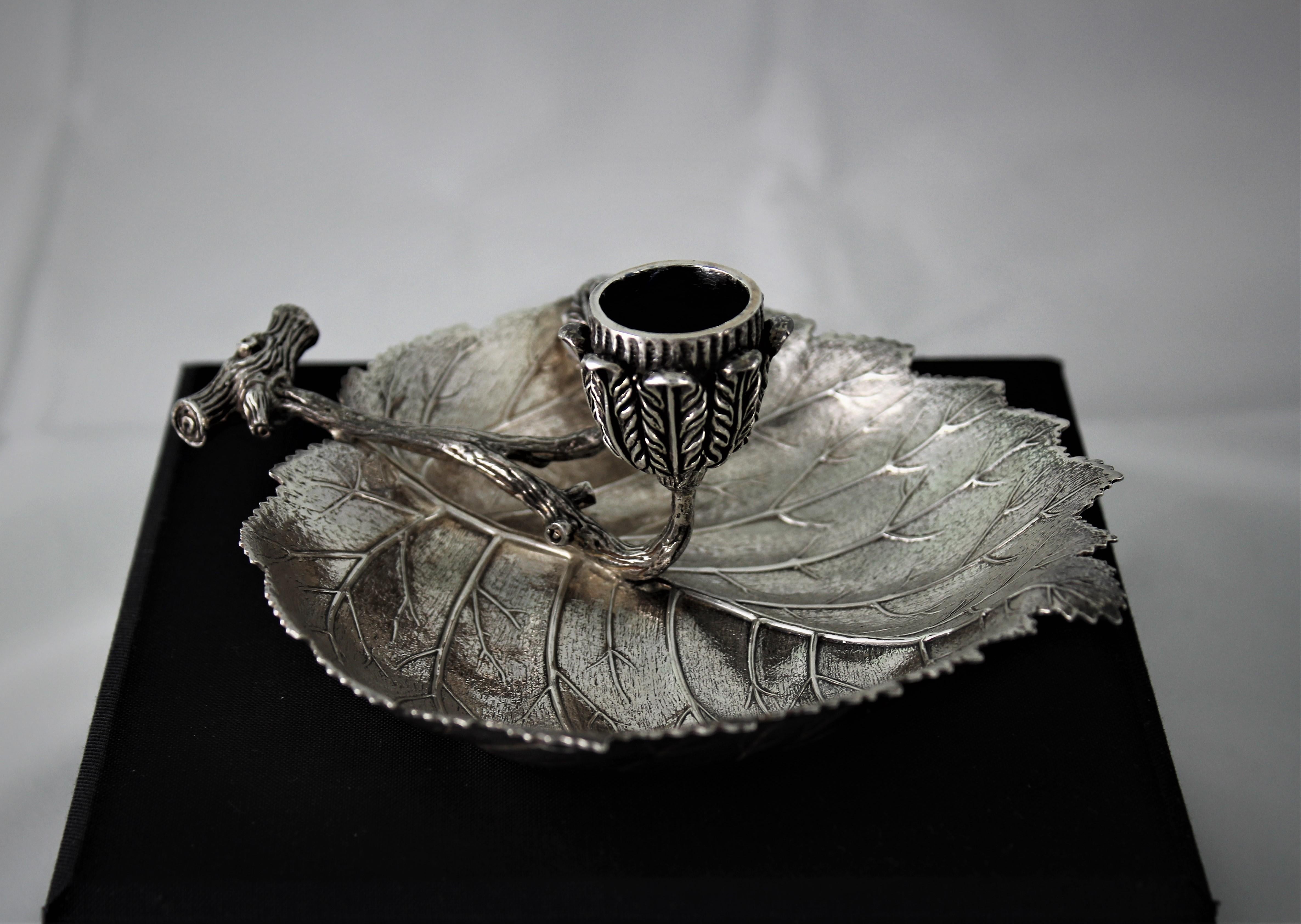 Contemporary 20th Century Gianmaria Buccellati Engraved Sterling Silver Candleholder For Sale