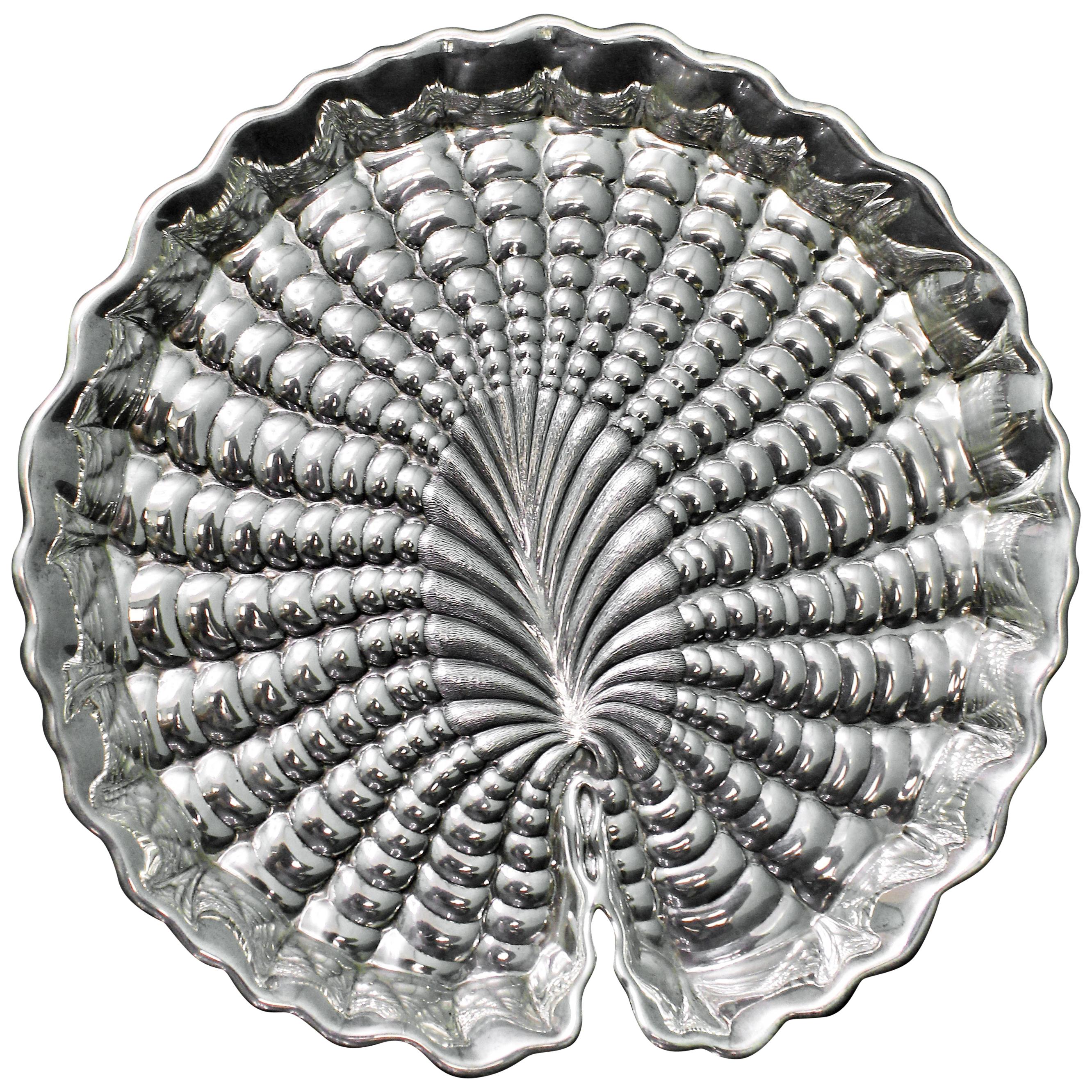 20th Century Gianmaria Buccellati Engraved Sterling Silver Nymphaea Plate, 1980s For Sale