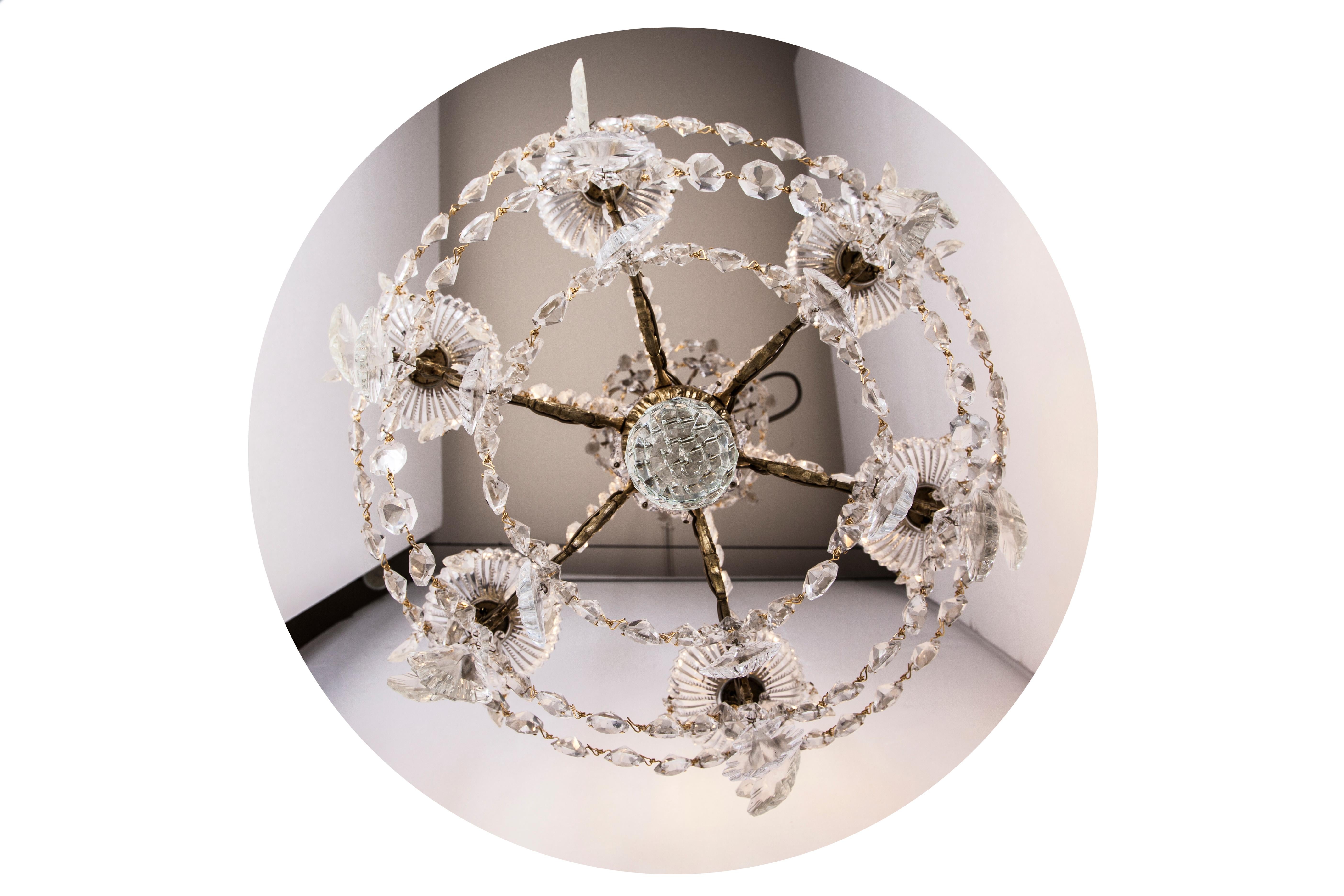 Mid-20th Century 20th Century Gilded Bronze Crystals French Chandelier