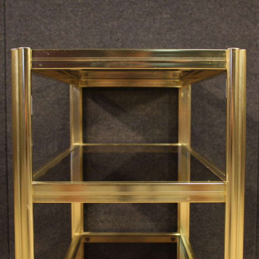  20th Century Gilded Metal and Glass Italian Design Side Table, 1980 For Sale 6