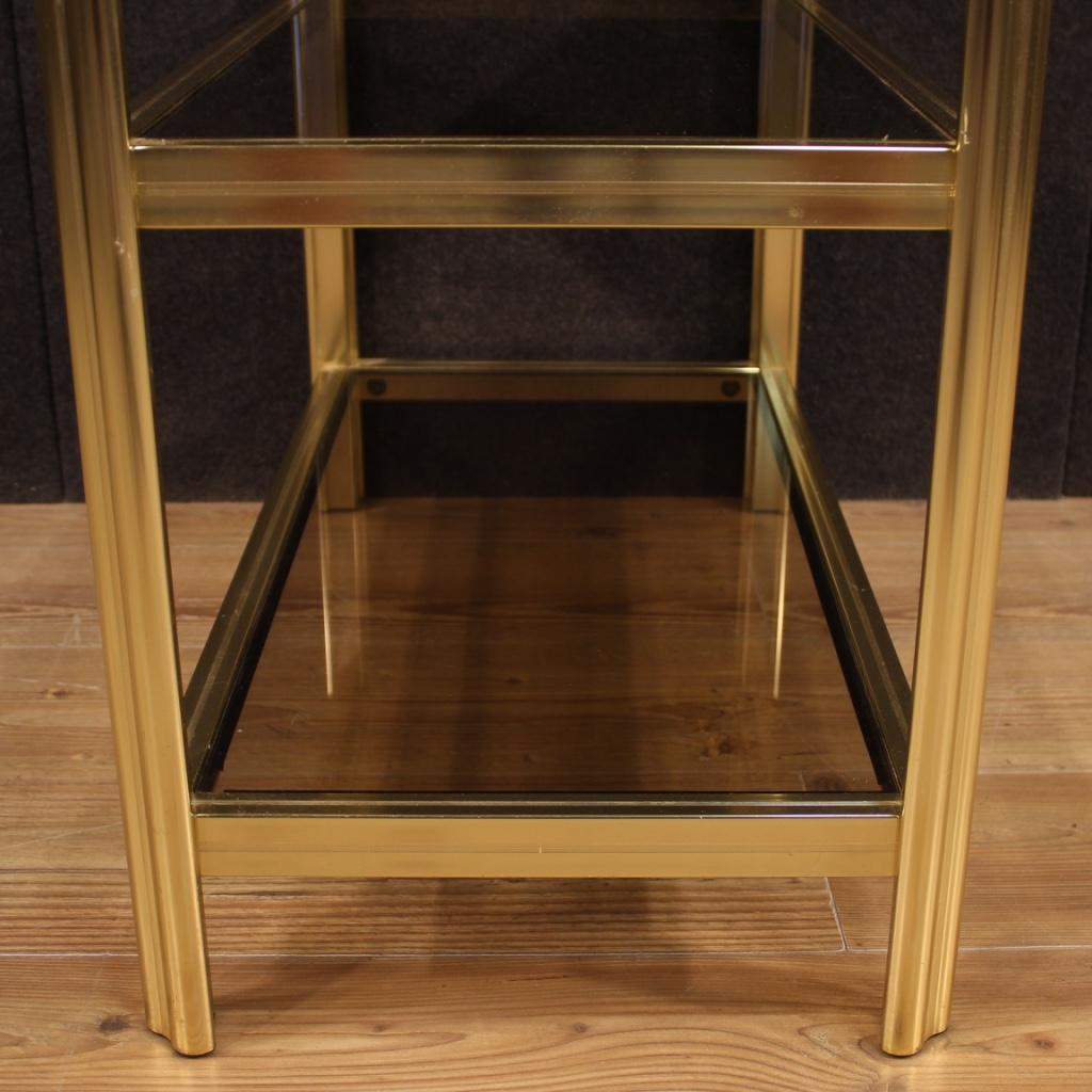  20th Century Gilded Metal and Glass Italian Design Side Table, 1980 For Sale 7