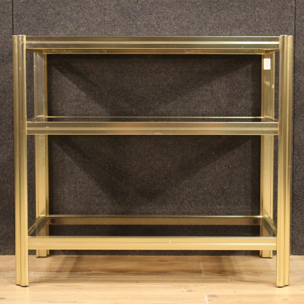  20th Century Gilded Metal and Glass Italian Design Side Table, 1980 For Sale 2