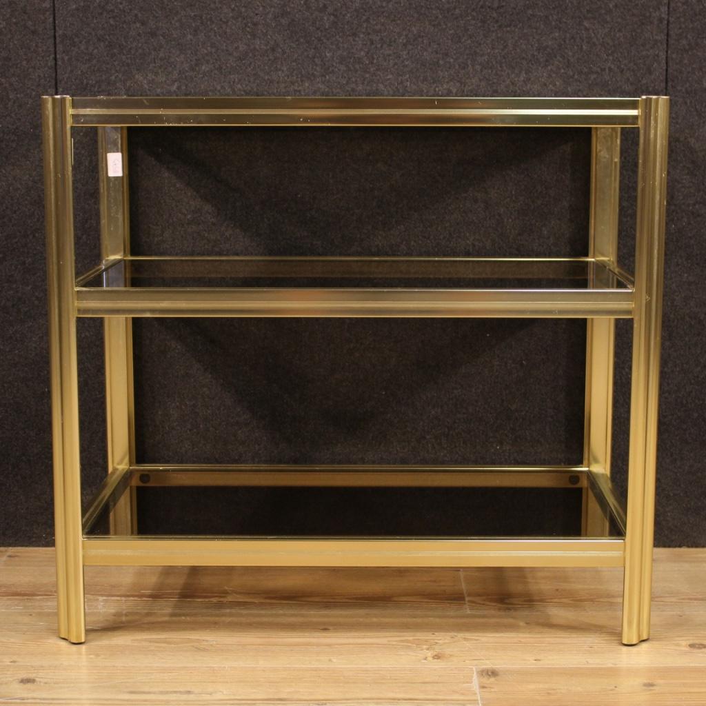  20th Century Gilded Metal and Glass Italian Design Side Table, 1980 For Sale 4