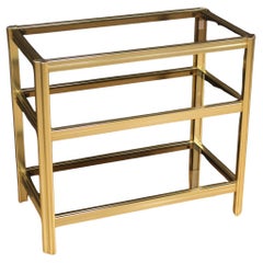 Vergoldeter Beistelltisch aus Metall und Glas im italienischen Design des 20. Jahrhunderts, 1980