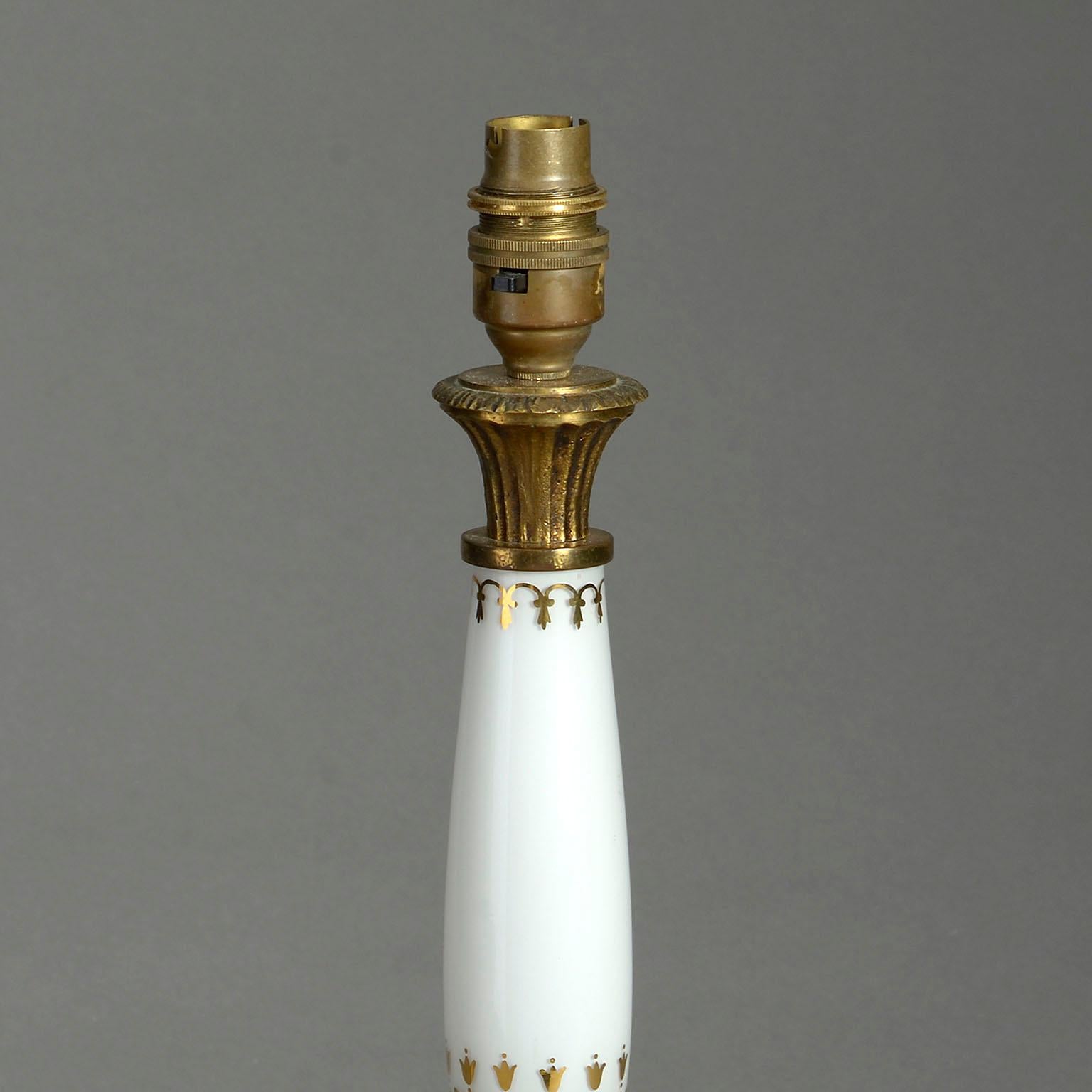 Neoclassical Revival 20th Century Gilded Paris Porcelain Column Lamp