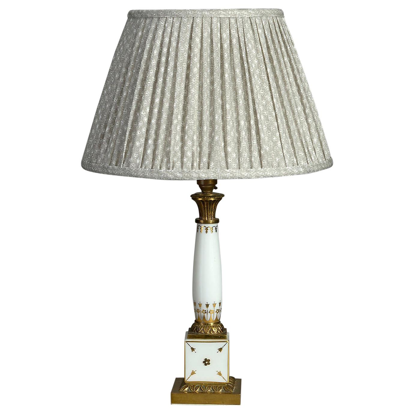 20th Century Gilded Paris Porcelain Column Lamp