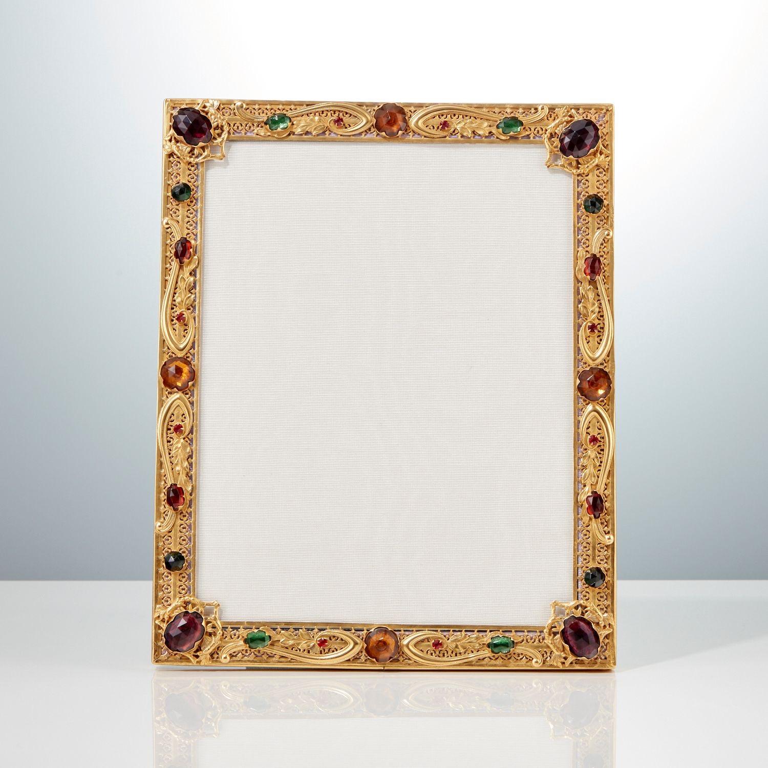 French 20th Century Gilded Photo Frame with Jewel Decoration circa 1915-1920