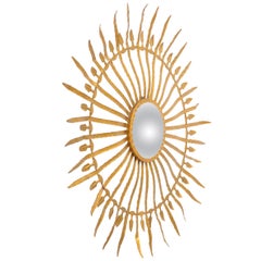 20th Century Gilded Sunburst Tole Mirror