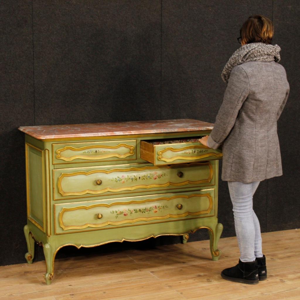 20th Century Gilt and Painted Wood with Marble Top Italian Dresser, 1970 9
