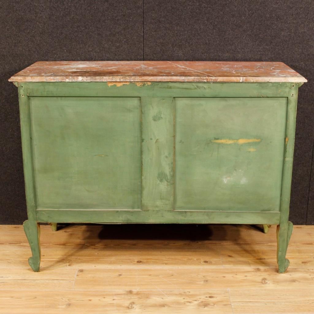 20th Century Gilt and Painted Wood with Marble Top Italian Dresser, 1970 4