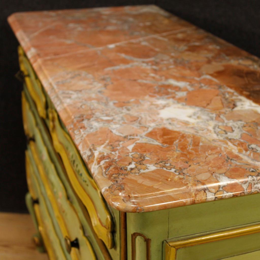 20th Century Gilt and Painted Wood with Marble Top Italian Dresser, 1970 5