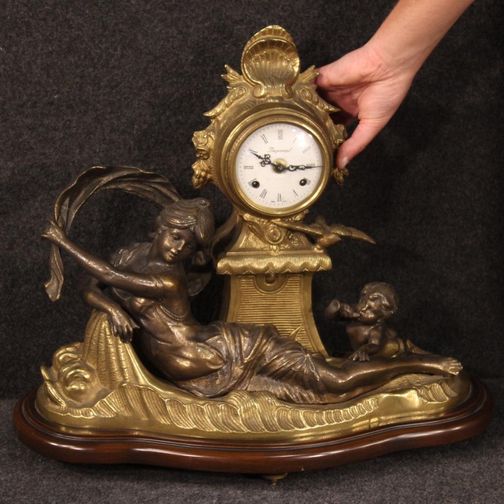 20th Century Gilt Bronze and Antimony French Table Clock, 1930 For Sale 8