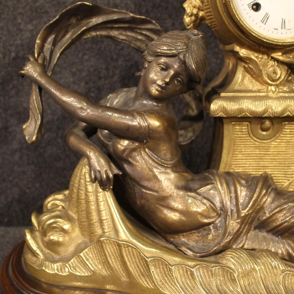 20th Century Gilt Bronze and Antimony French Table Clock, 1930 For Sale 3