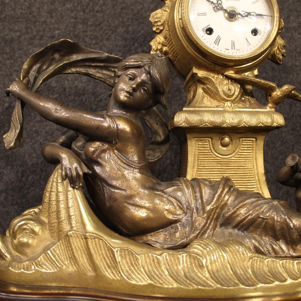 20th Century Gilt Bronze and Antimony French Table Clock, 1930 For Sale 4