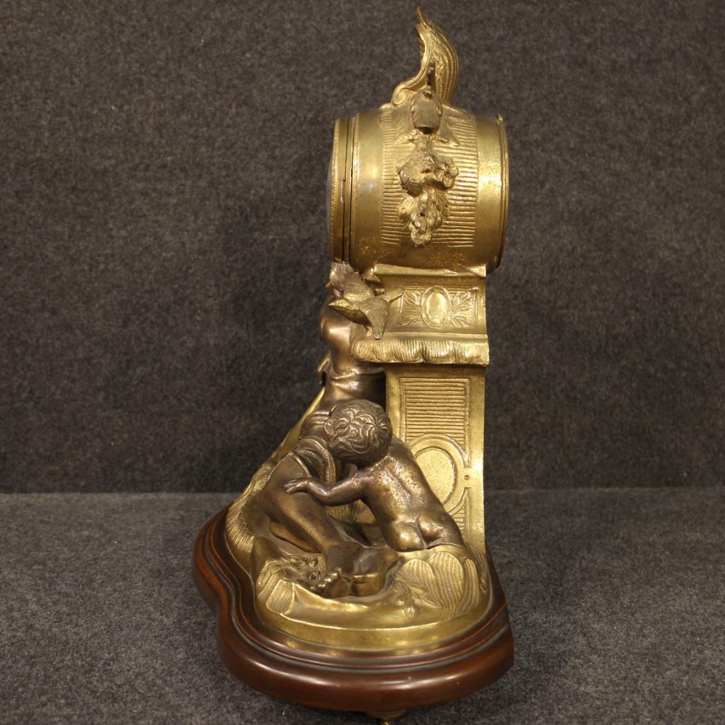 20th Century Gilt Bronze and Antimony French Table Clock, 1930 For Sale 5
