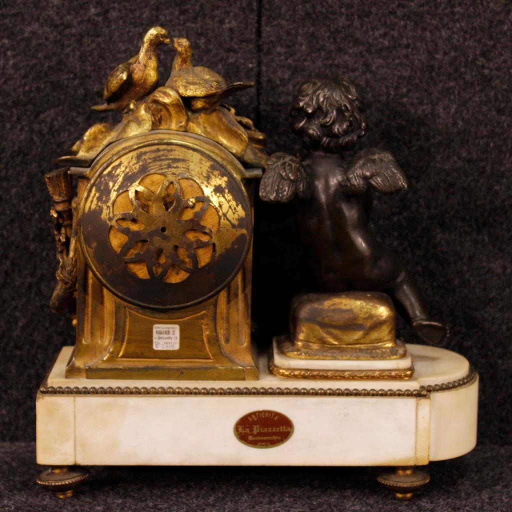 20th Century Gilt Bronze, Brass, Metal and Marble Italian Clock, 1920 7