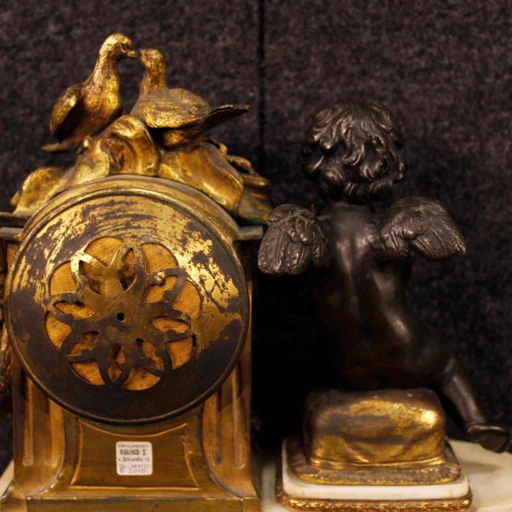 20th Century Gilt Bronze, Brass, Metal and Marble Italian Clock, 1920 8