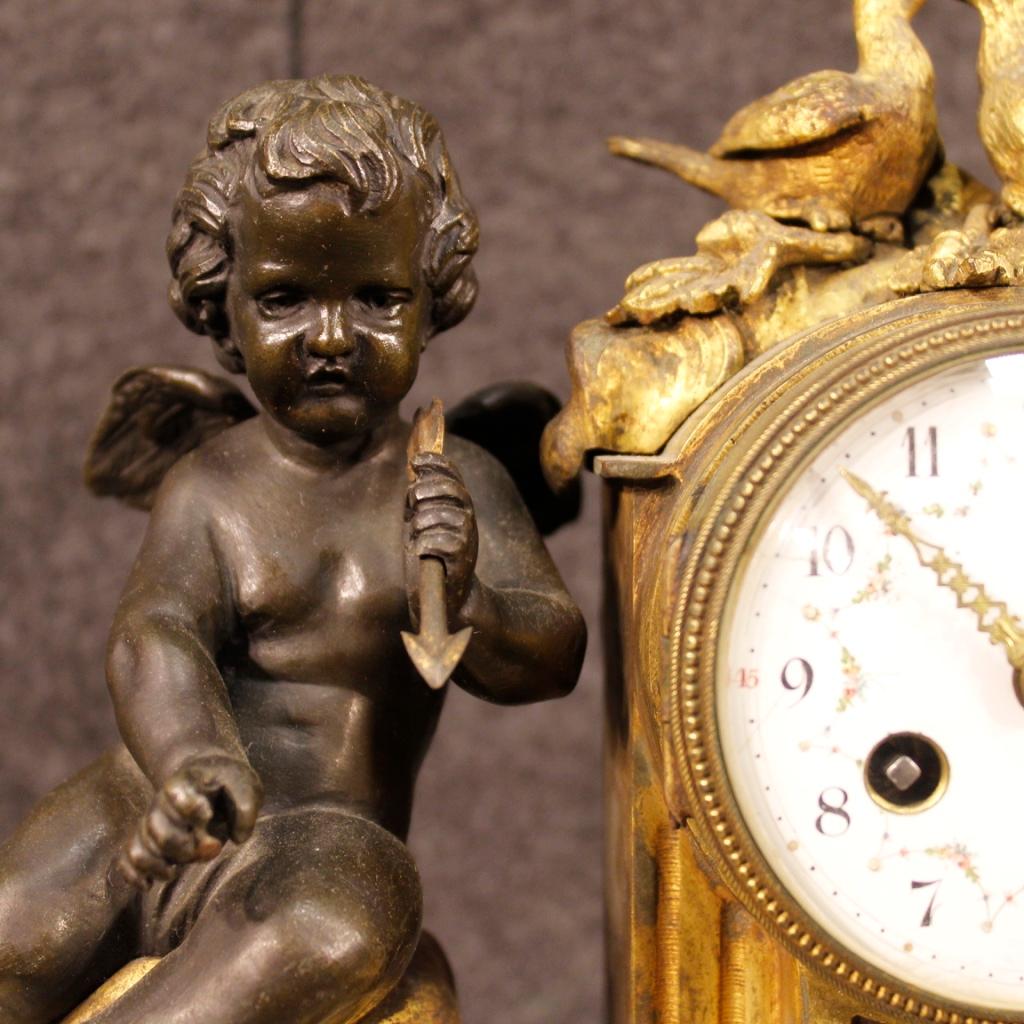 20th Century Gilt Bronze, Brass, Metal and Marble Italian Clock, 1920 1
