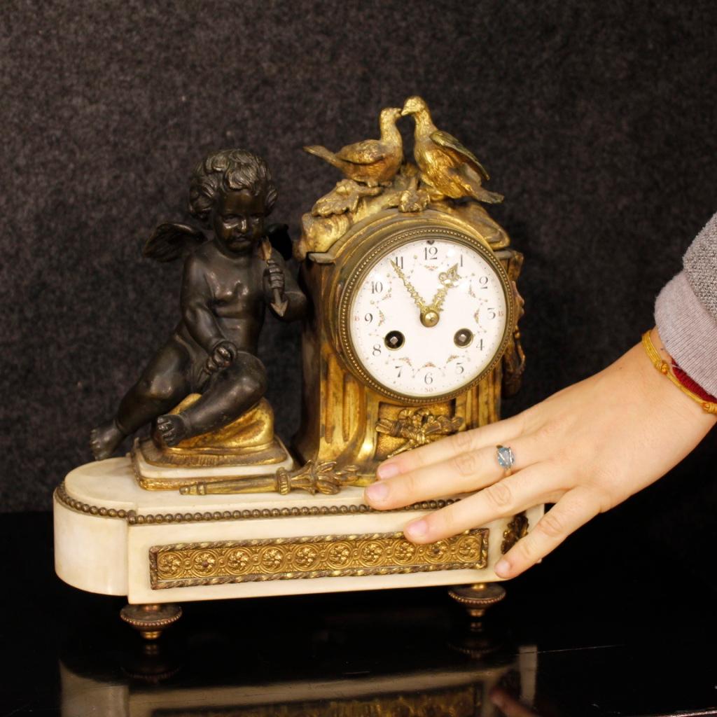 20th Century Gilt Bronze, Brass, Metal and Marble Italian Clock, 1920 4