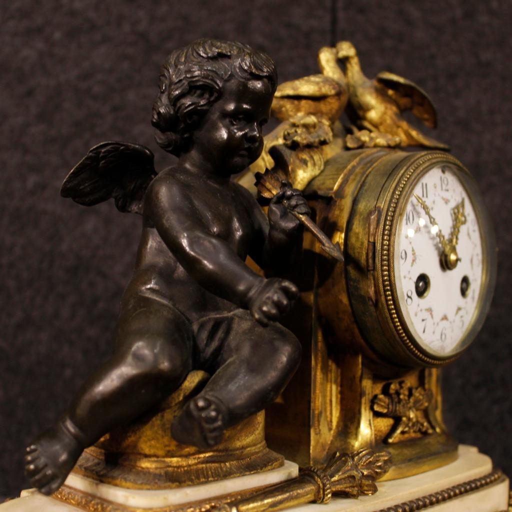 20th Century Gilt Bronze, Brass, Metal and Marble Italian Clock, 1920 6