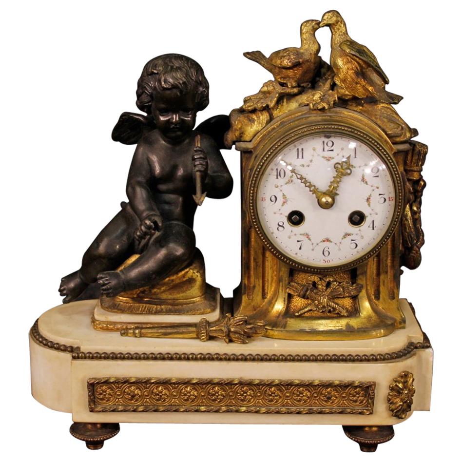 20th Century Gilt Bronze, Brass, Metal and Marble Italian Clock, 1920
