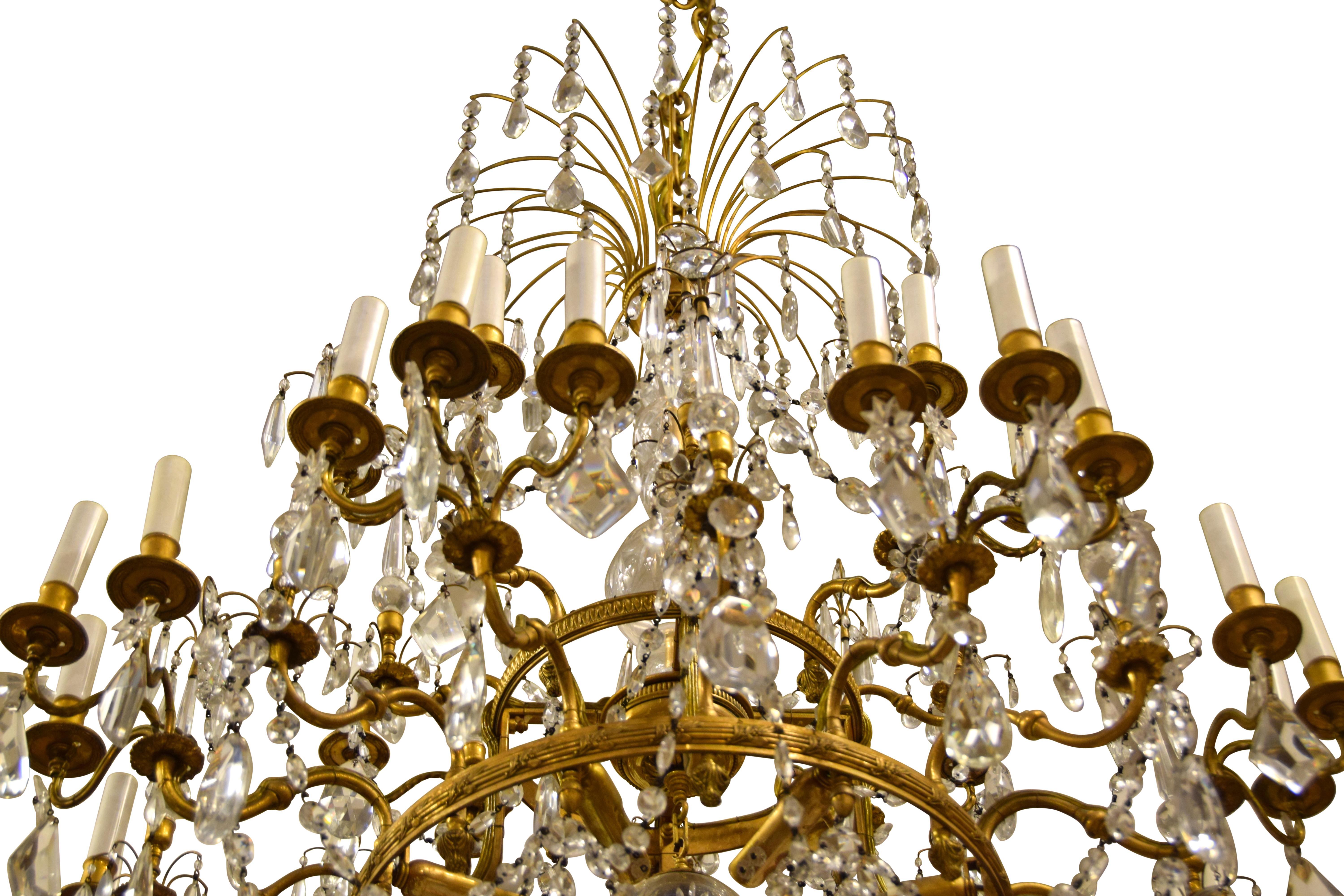 20th Century, Gilt Bronze Crystal Louis XVI Style Chandelier 3