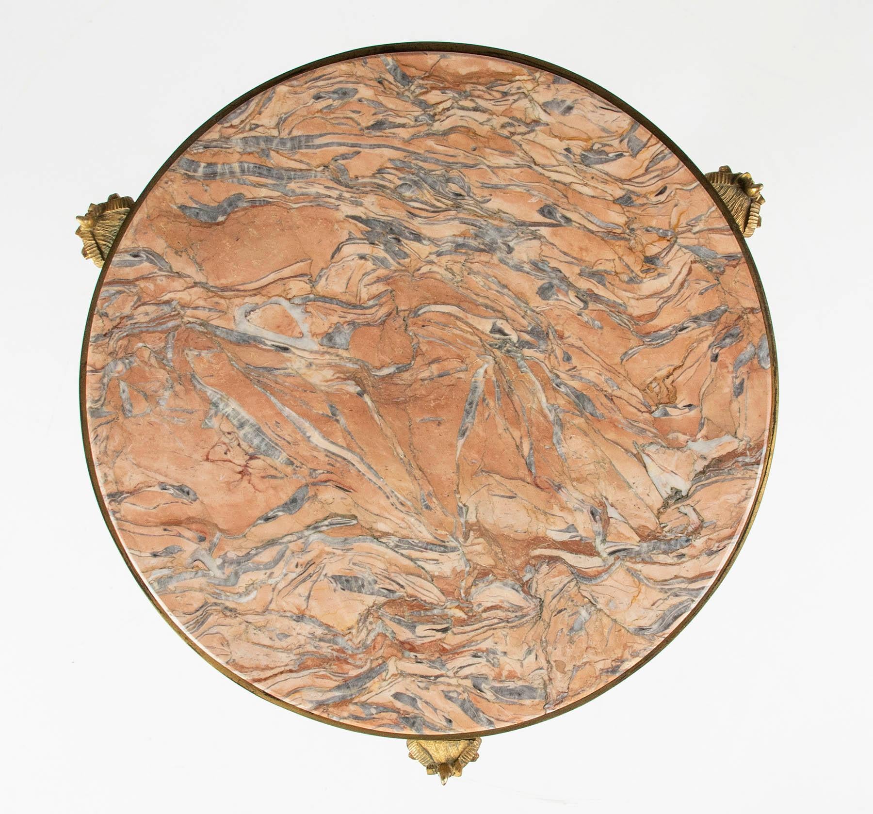 20th Century Gilt Bronze Gueridon Side Table Marble Top Maison Jansen Style 5