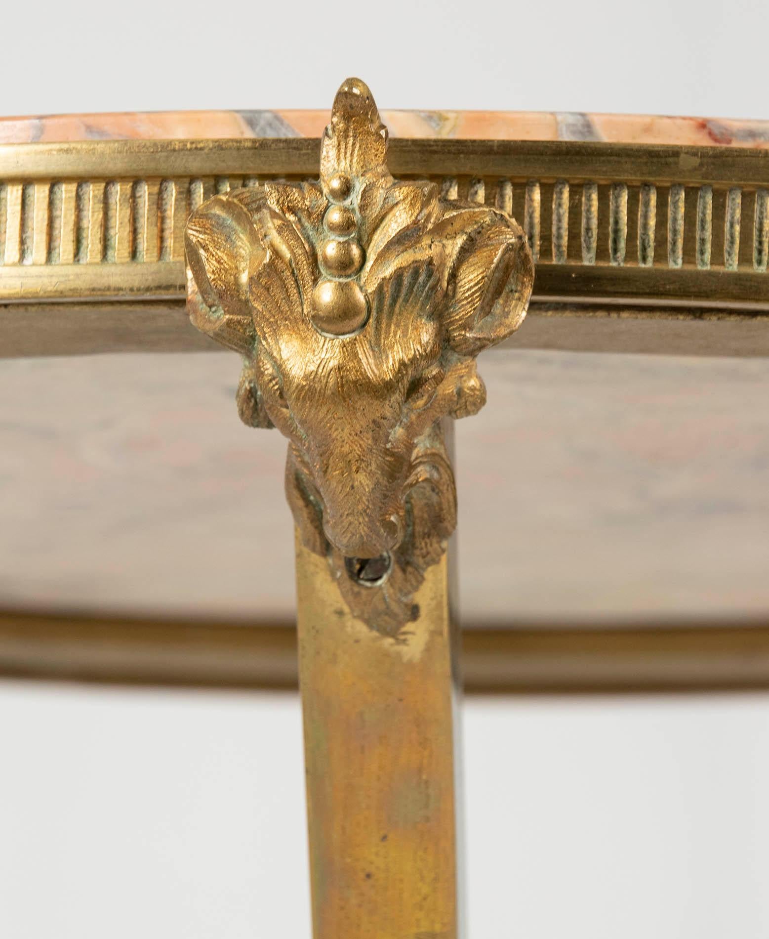 20th Century Gilt Bronze Gueridon Side Table Marble Top Maison Jansen Style 9