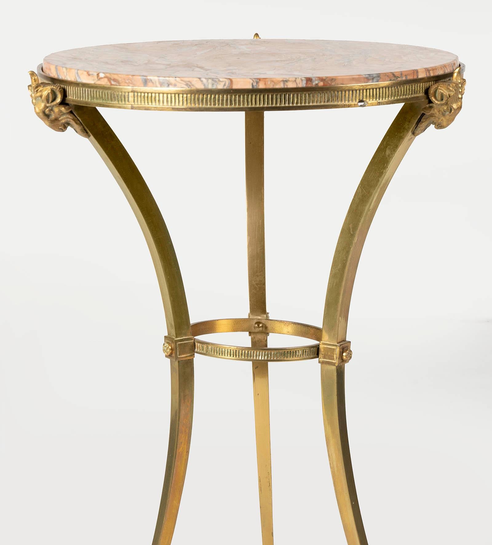 Neoclassical 20th Century Gilt Bronze Gueridon Side Table Marble Top Maison Jansen Style