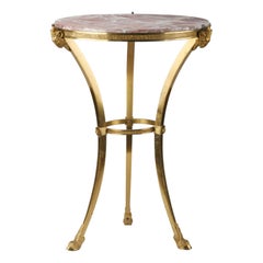 20th Century Gilt Bronze Gueridon Side Table with Marble Top Maison Jansen Style