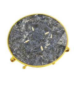 Tavolo Gueridon in bronzo dorato del XX secolo con Lapislazzuli