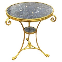 20th Century Gilt Bronze Gueridon Table with Lapis Lazuli