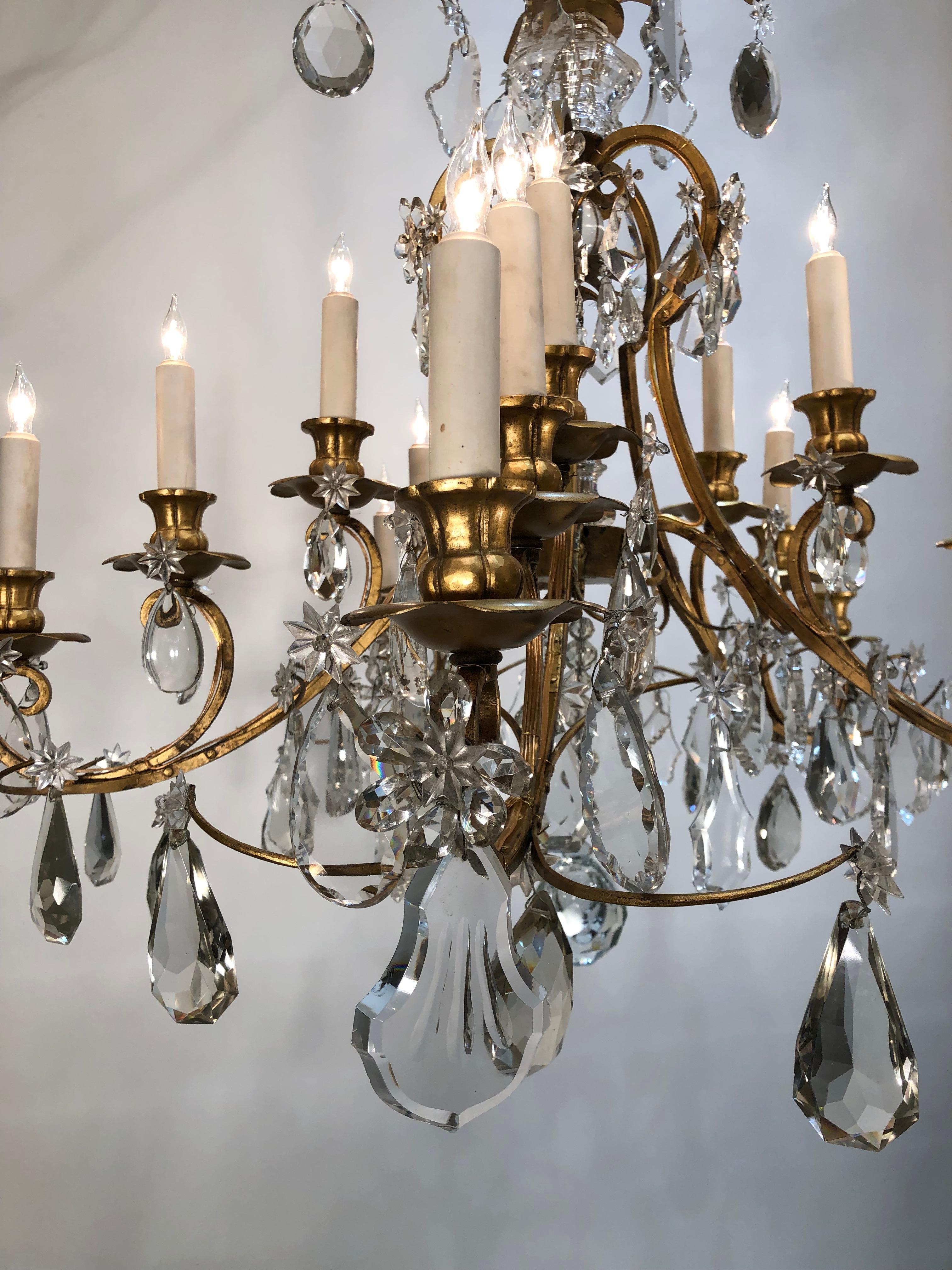 20th Century Gilt Iron and Crystal 15 Light Caldwell Chandelier 4