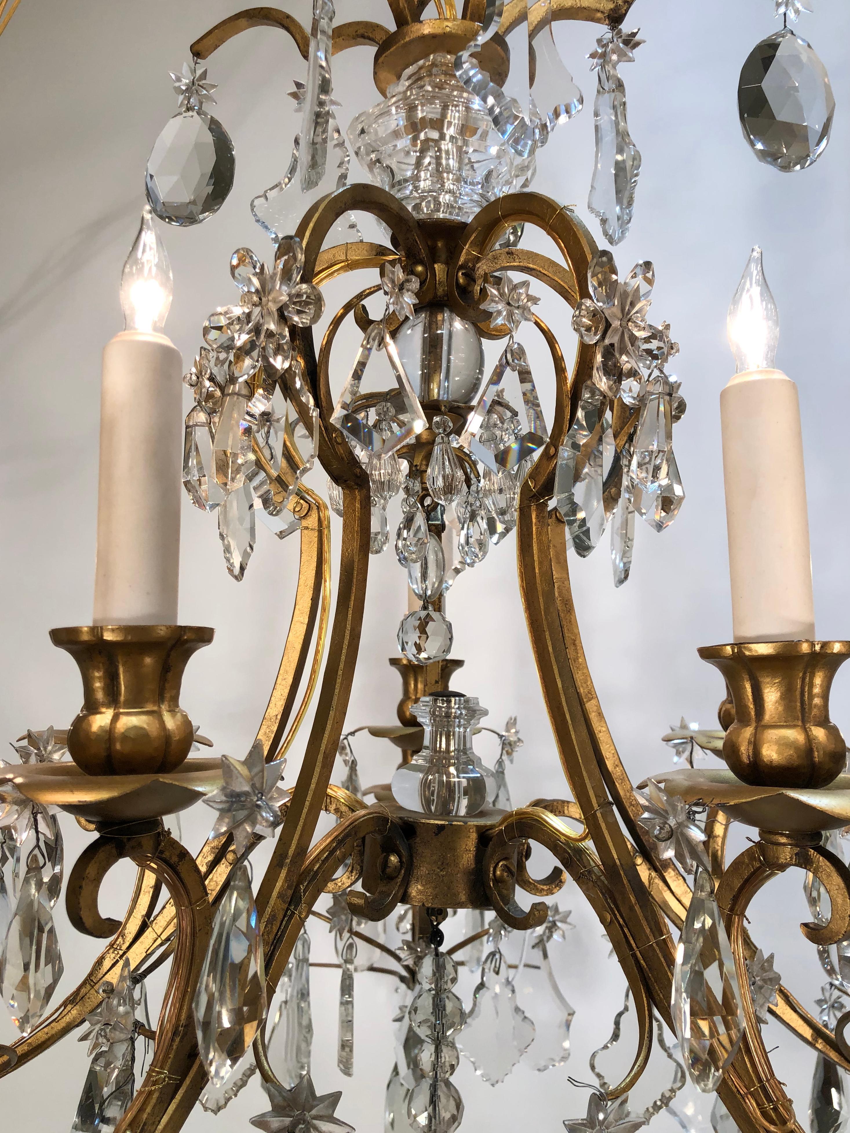 20th Century Gilt Iron and Crystal 15 Light Caldwell Chandelier 2
