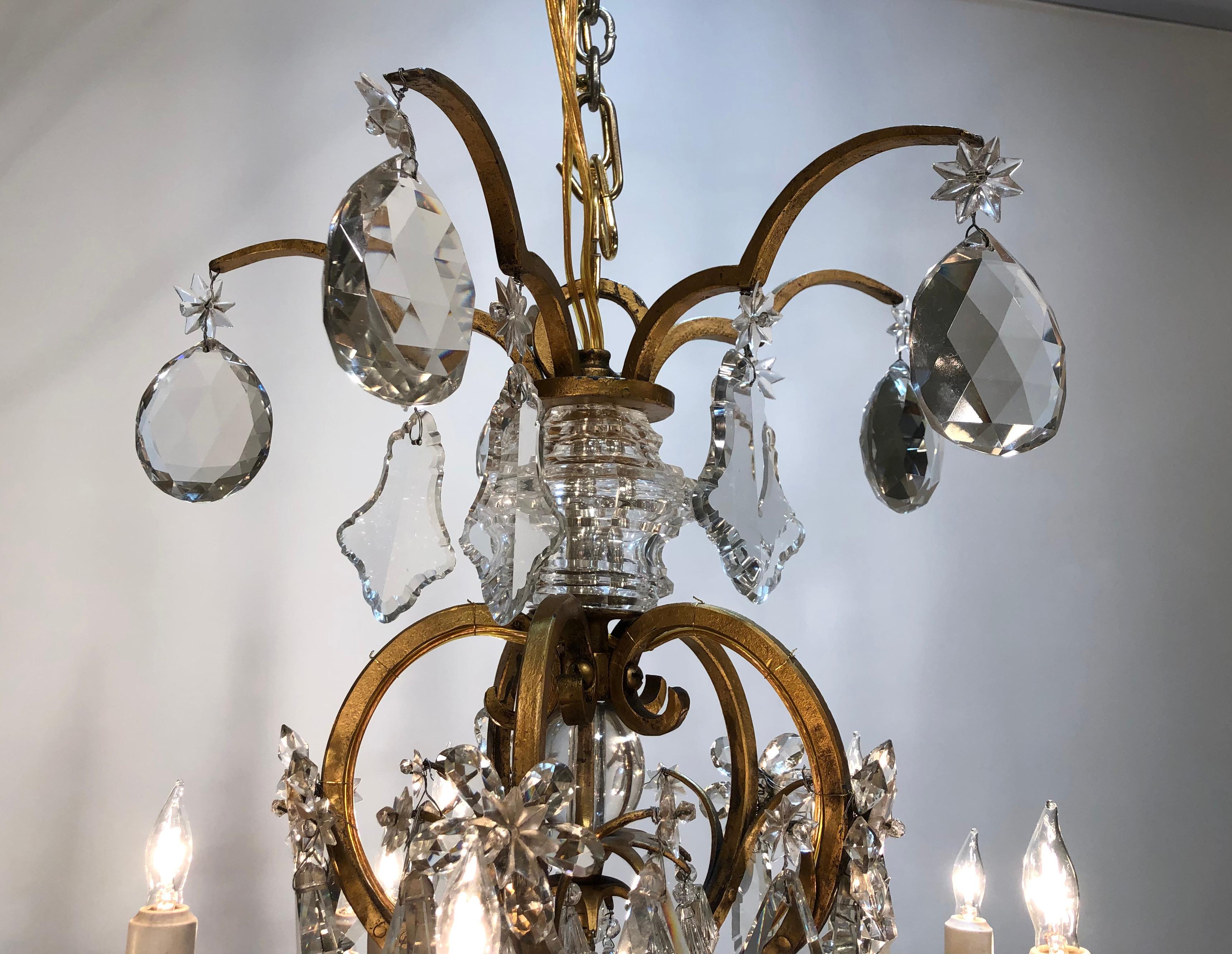 20th Century Gilt Iron and Crystal 15 Light Caldwell Chandelier 3