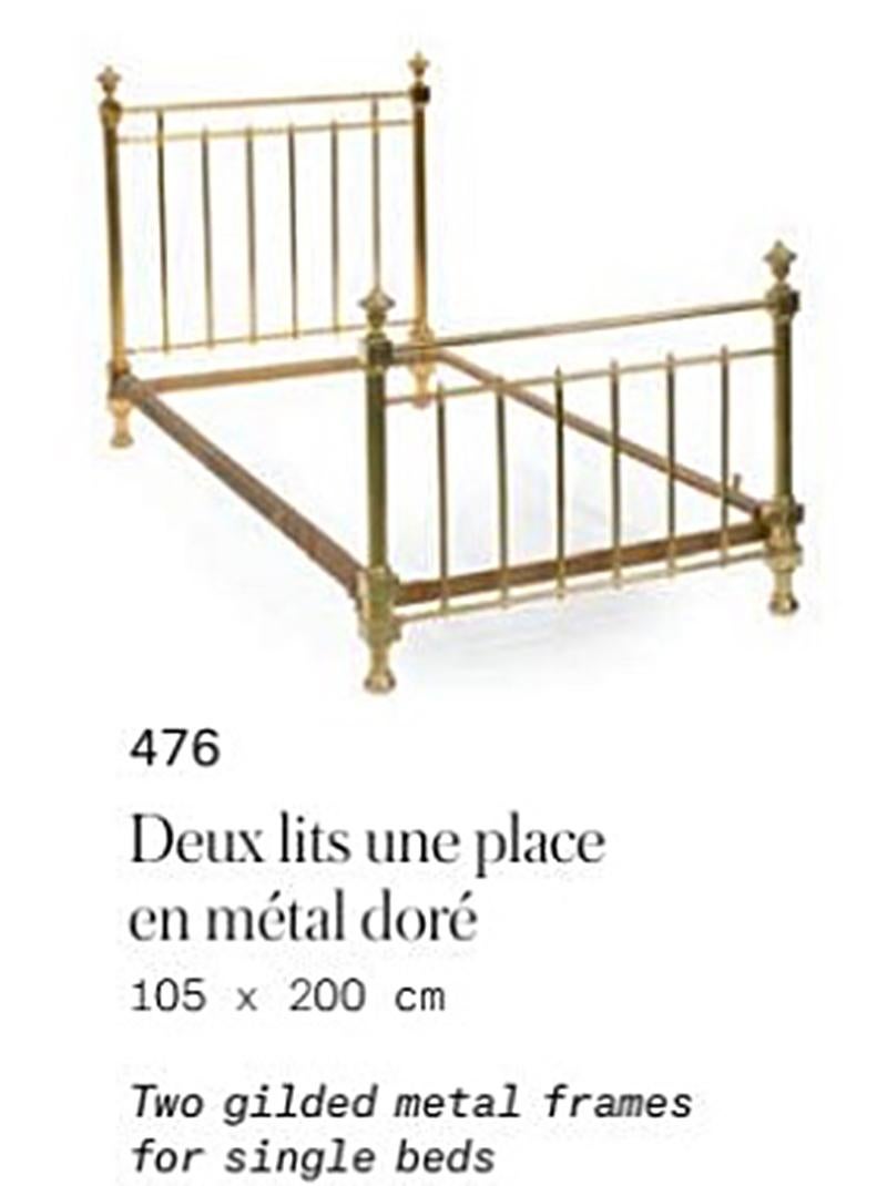 20th Century Gilt Metal Bed Frame 'Twin' from Hotel Ritz Paris In Good Condition For Sale In Brenham, TX
