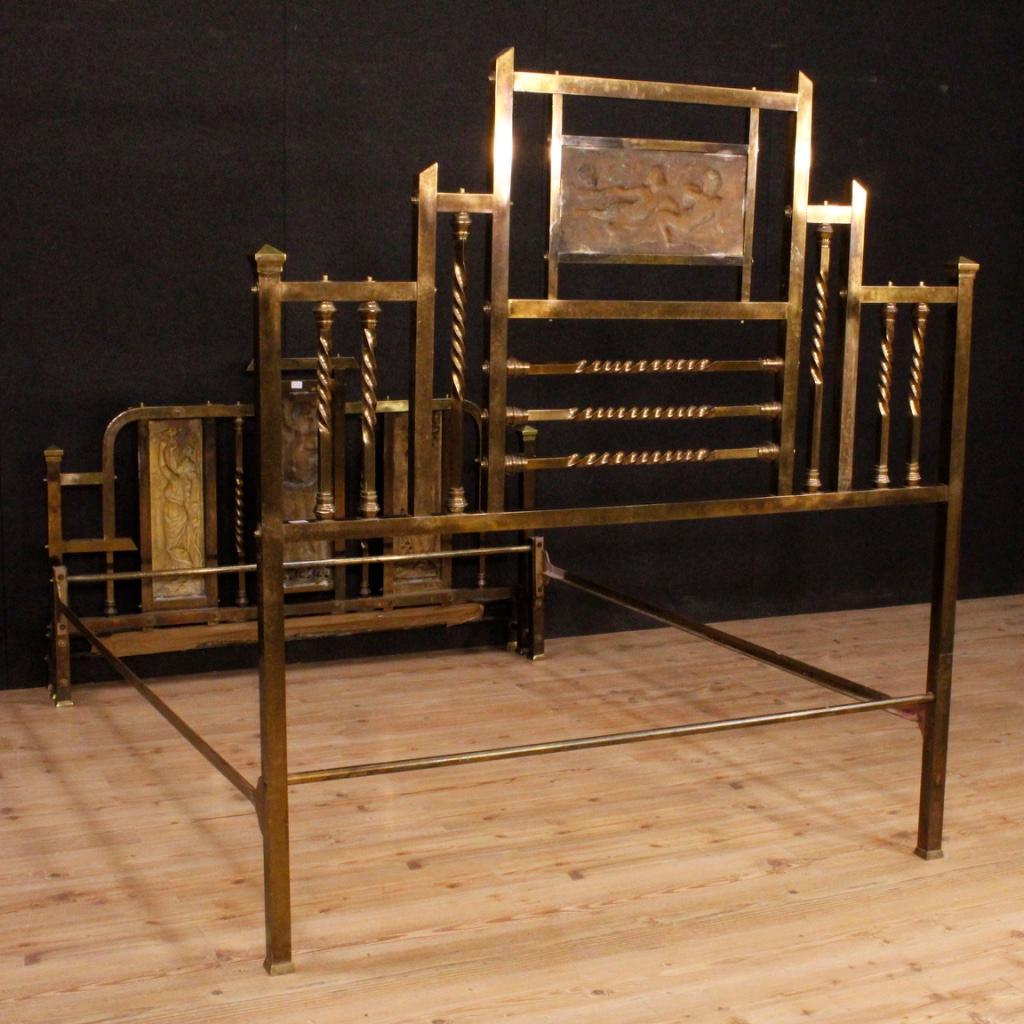 20th Century Gilt Metal, Bronze and Brass Italian Double Bed, 1950 5