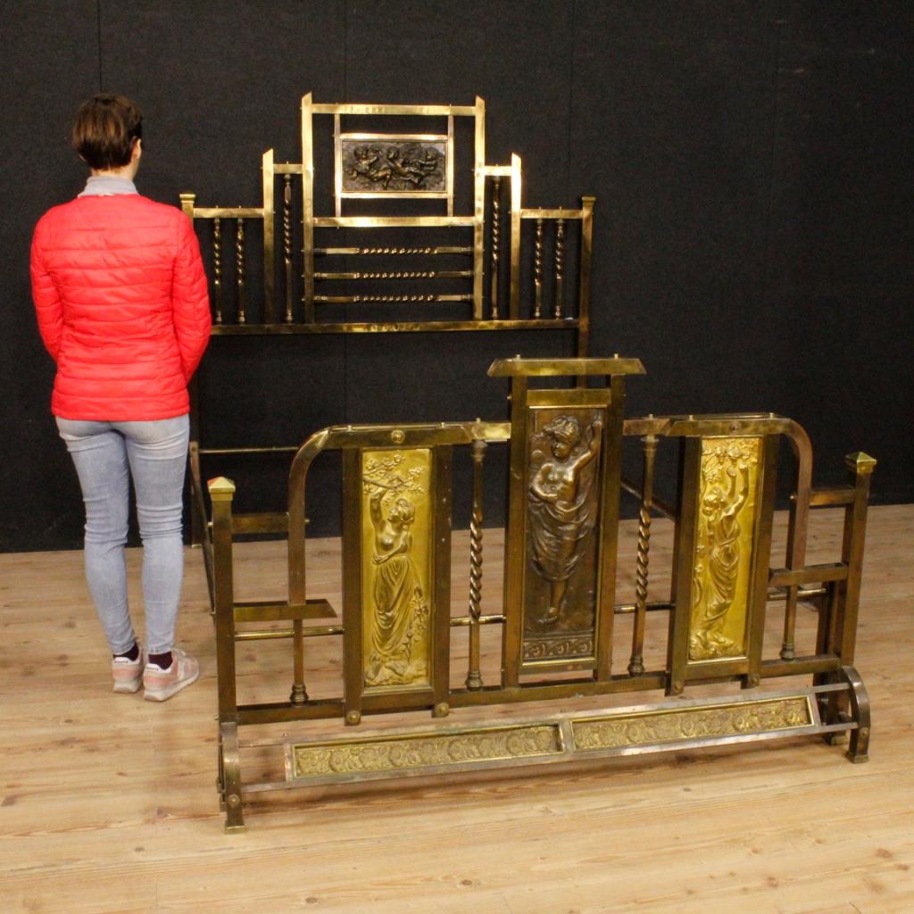 20th Century Gilt Metal, Bronze and Brass Italian Double Bed, 1950 6