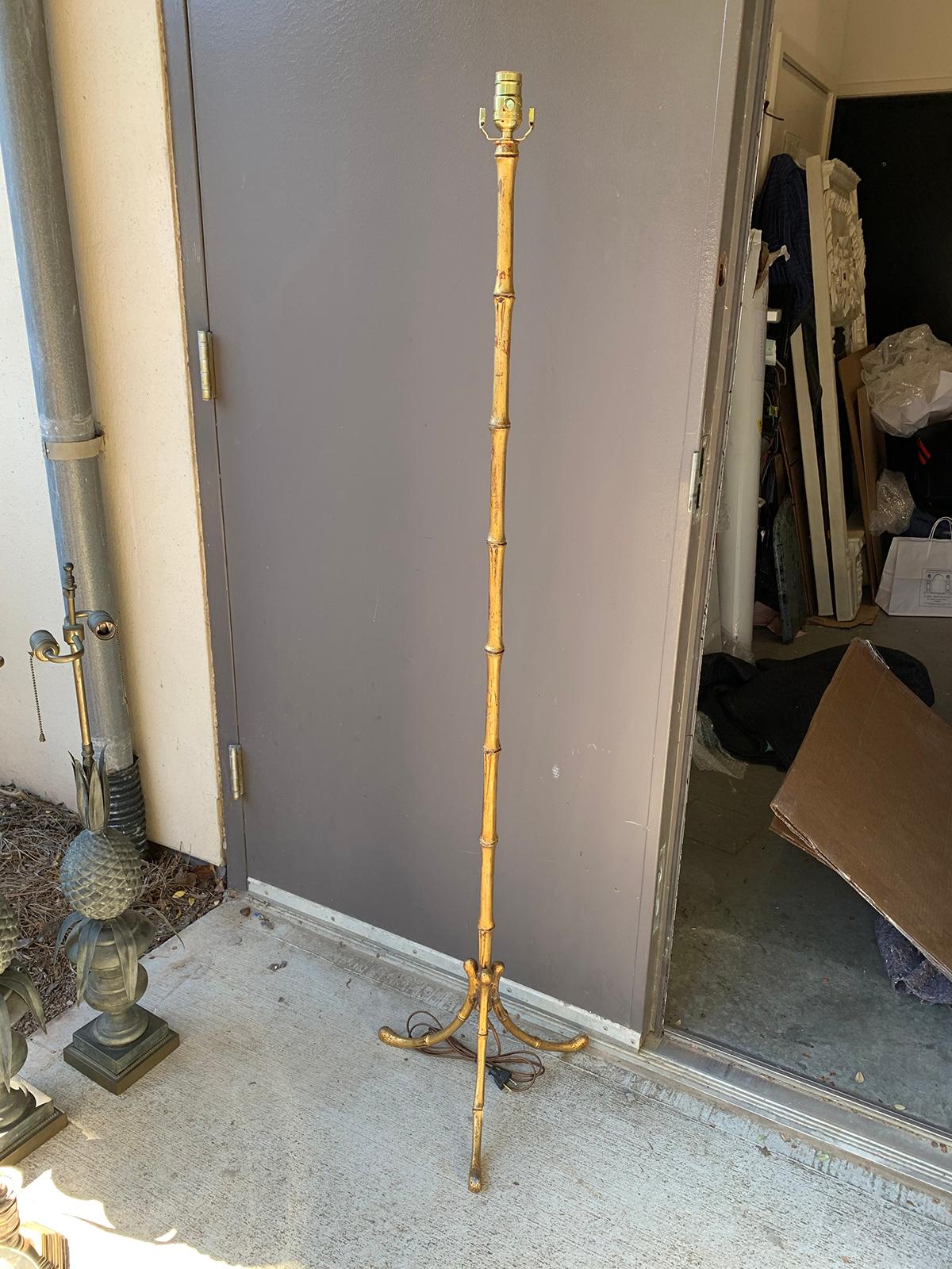 20th century gilt metal faux bamboo floor lamp
New wiring.