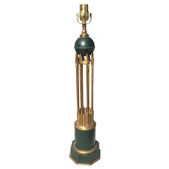 20th Century Gilt Metal and Tole Arrow Lamp, Signed Marco Goddi