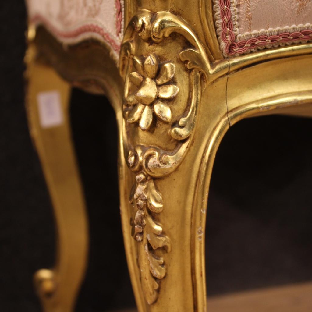 20th Century Giltwood and Fabric French Bench, 1960 7