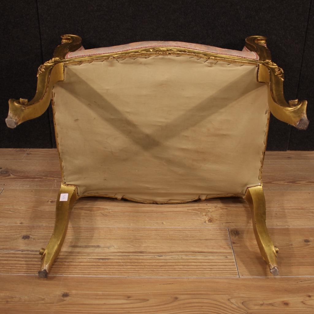 20th Century Giltwood and Fabric French Bench, 1960 8