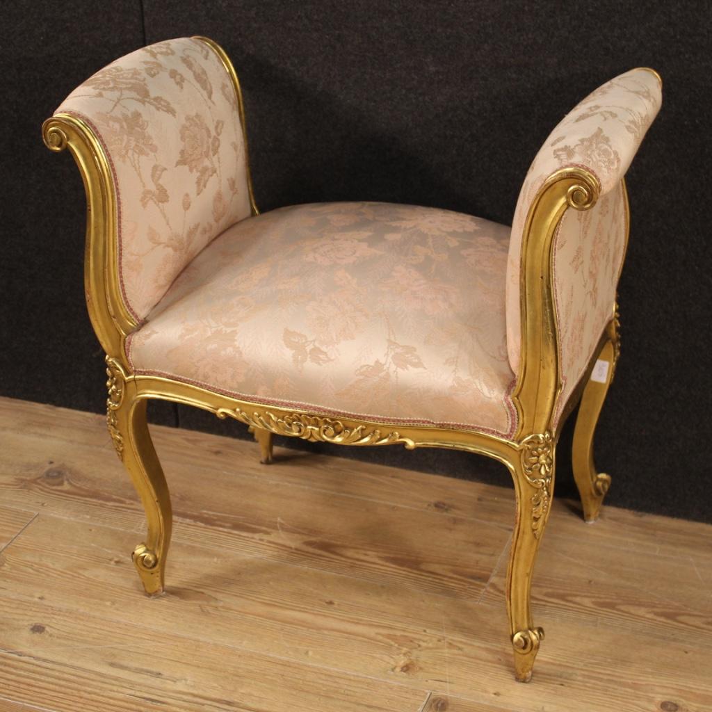 20th Century Giltwood and Fabric French Bench, 1960 In Good Condition In Vicoforte, Piedmont