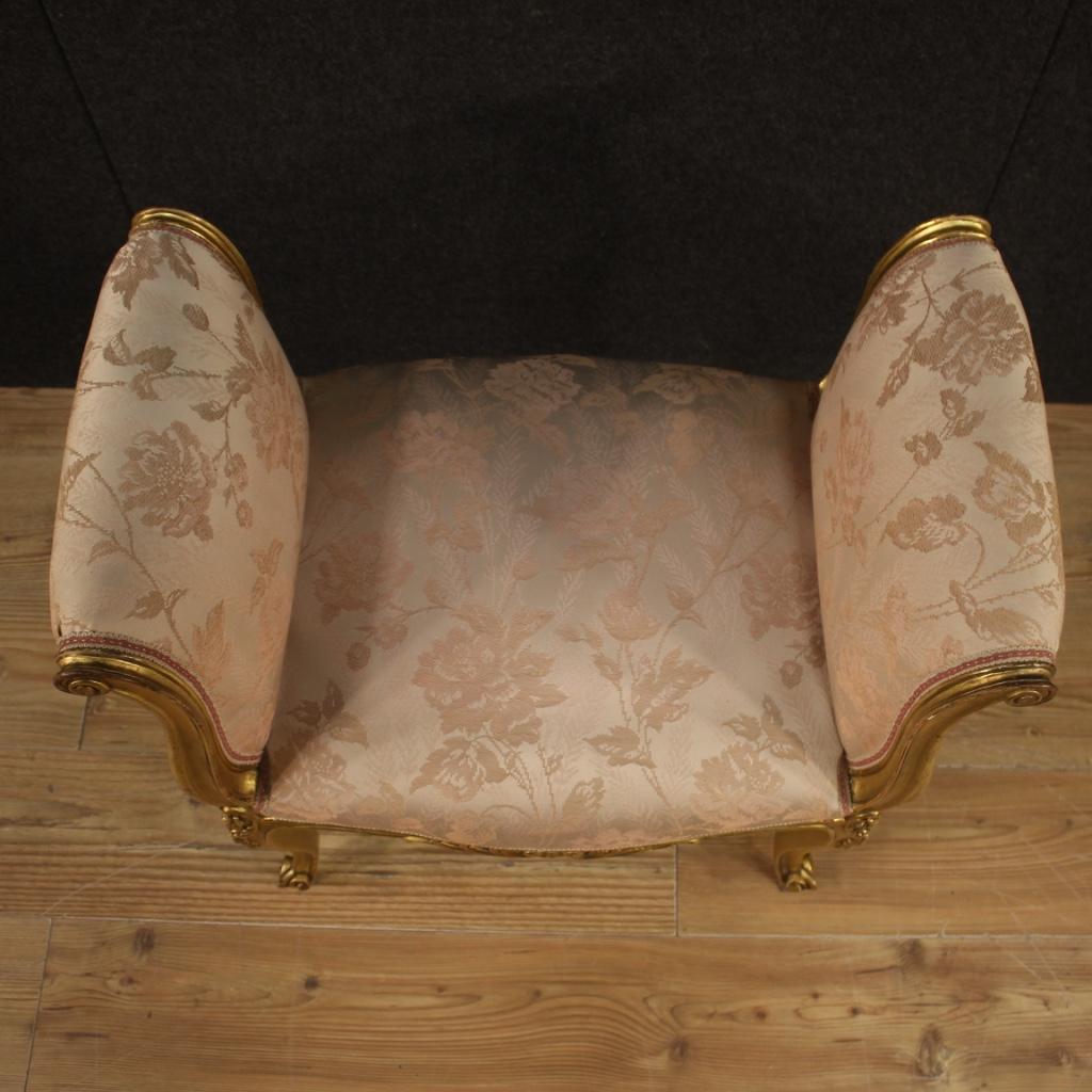 20th Century Giltwood and Fabric French Bench, 1960 4