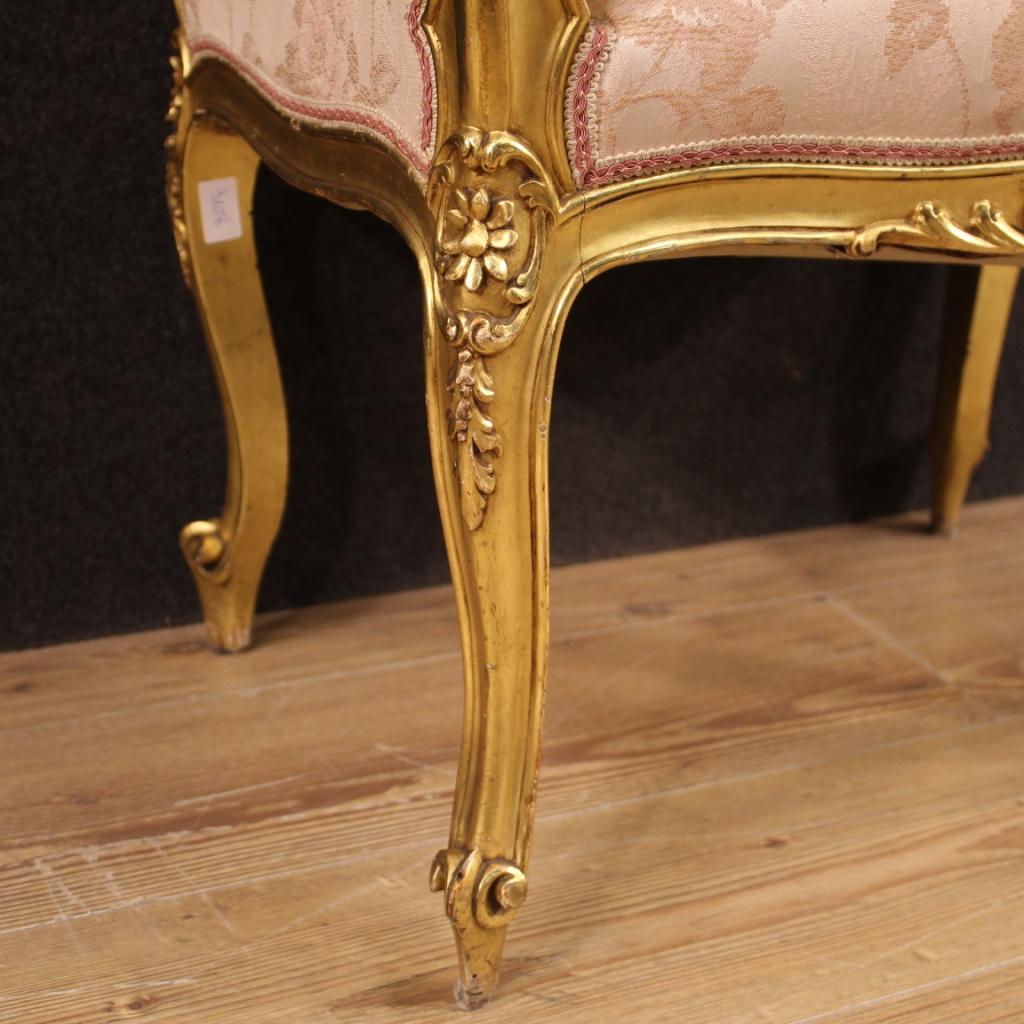 20th Century Giltwood and Fabric French Bench, 1960 6