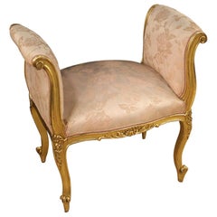 20th Century Giltwood and Fabric French Bench, 1960