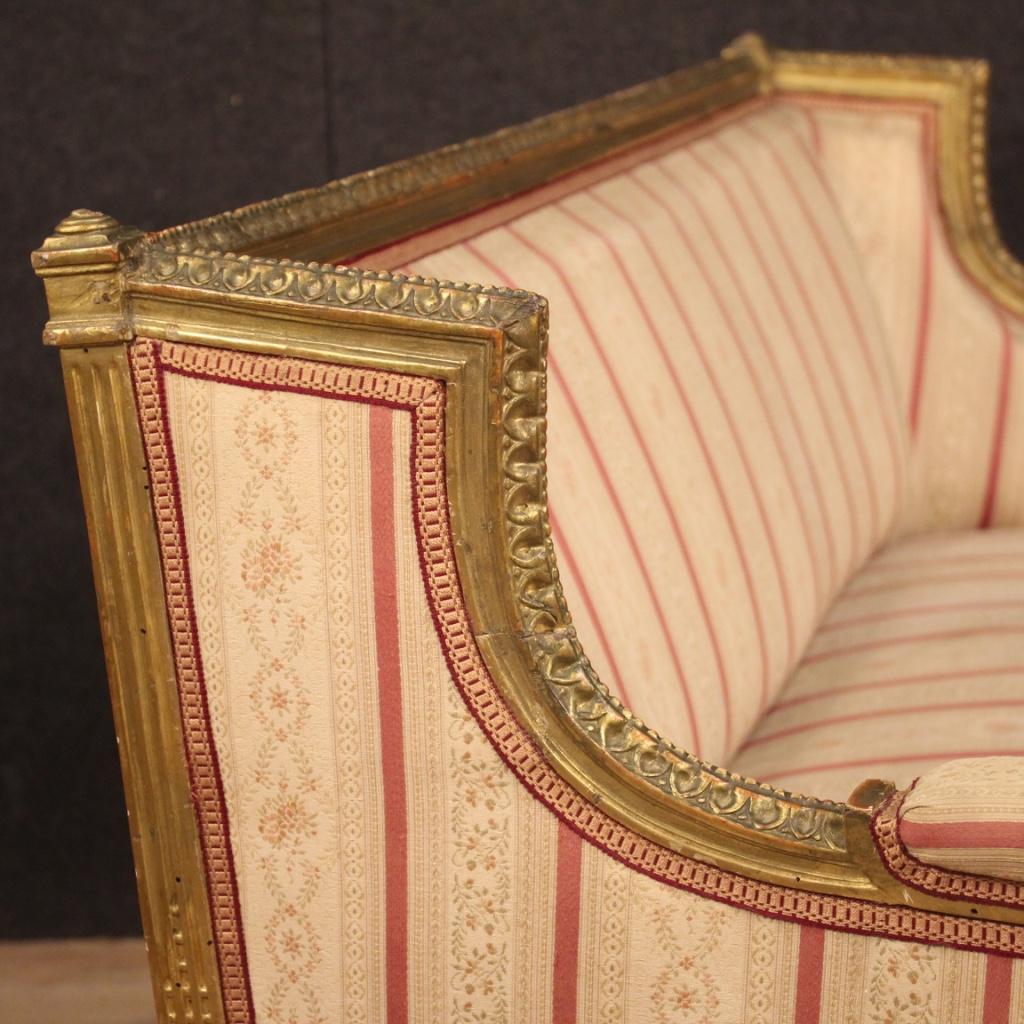 20th Century Giltwood with Fabric Italian Louis XVI Style Sofa, 1950 4